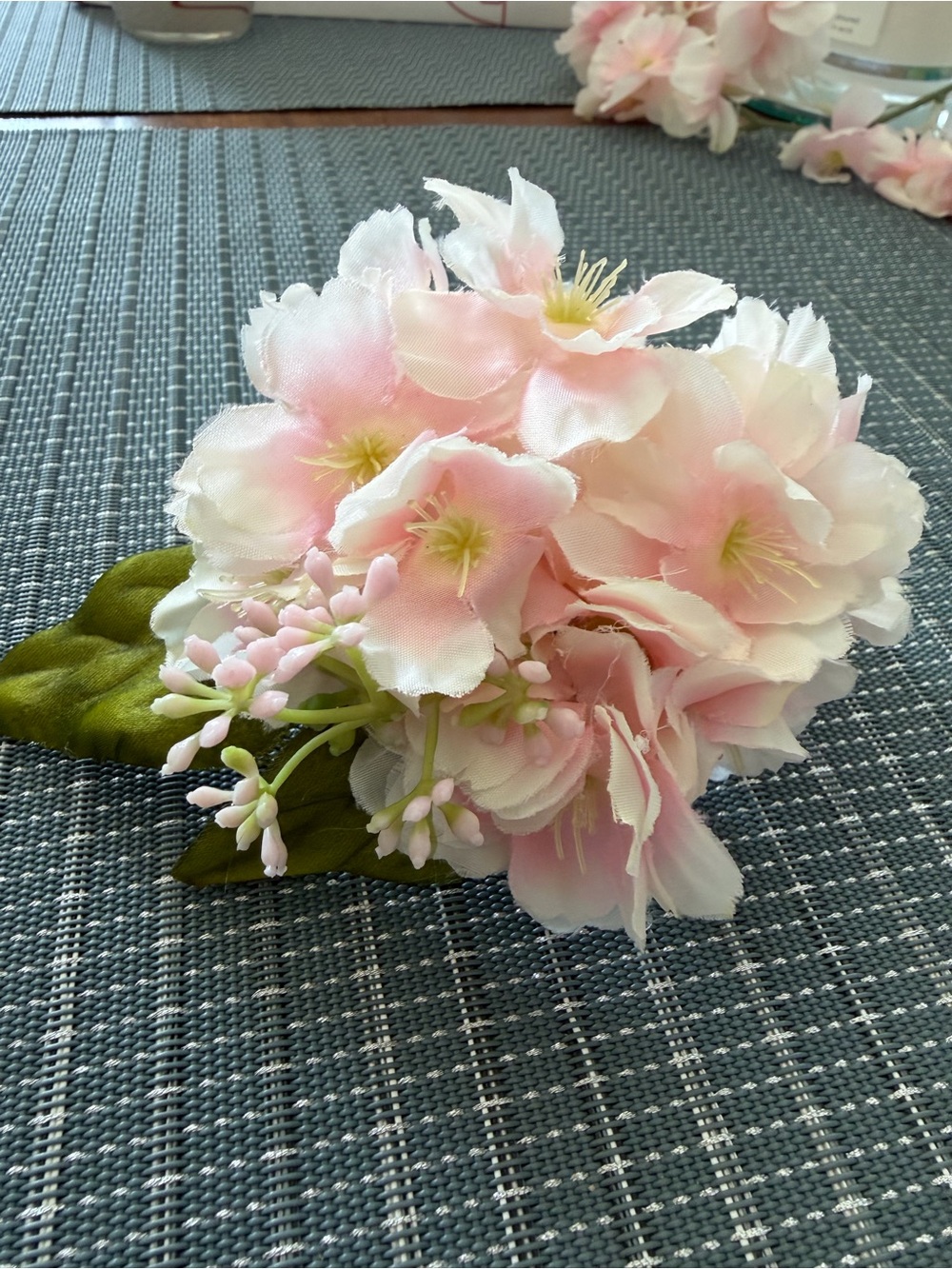 Pink Floral Fabric Hair Clip - Elegant Blossom Accent